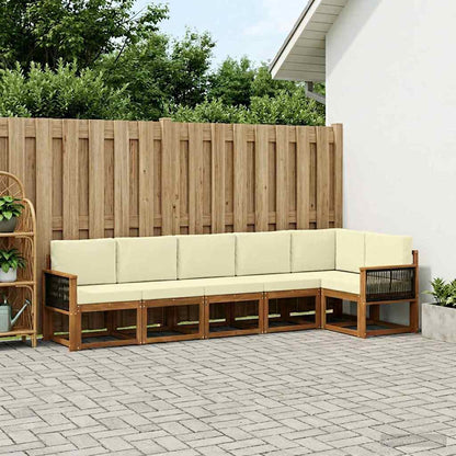 Outdoor-Sofagarnitur 6 stk. Natur und Creme Polyester