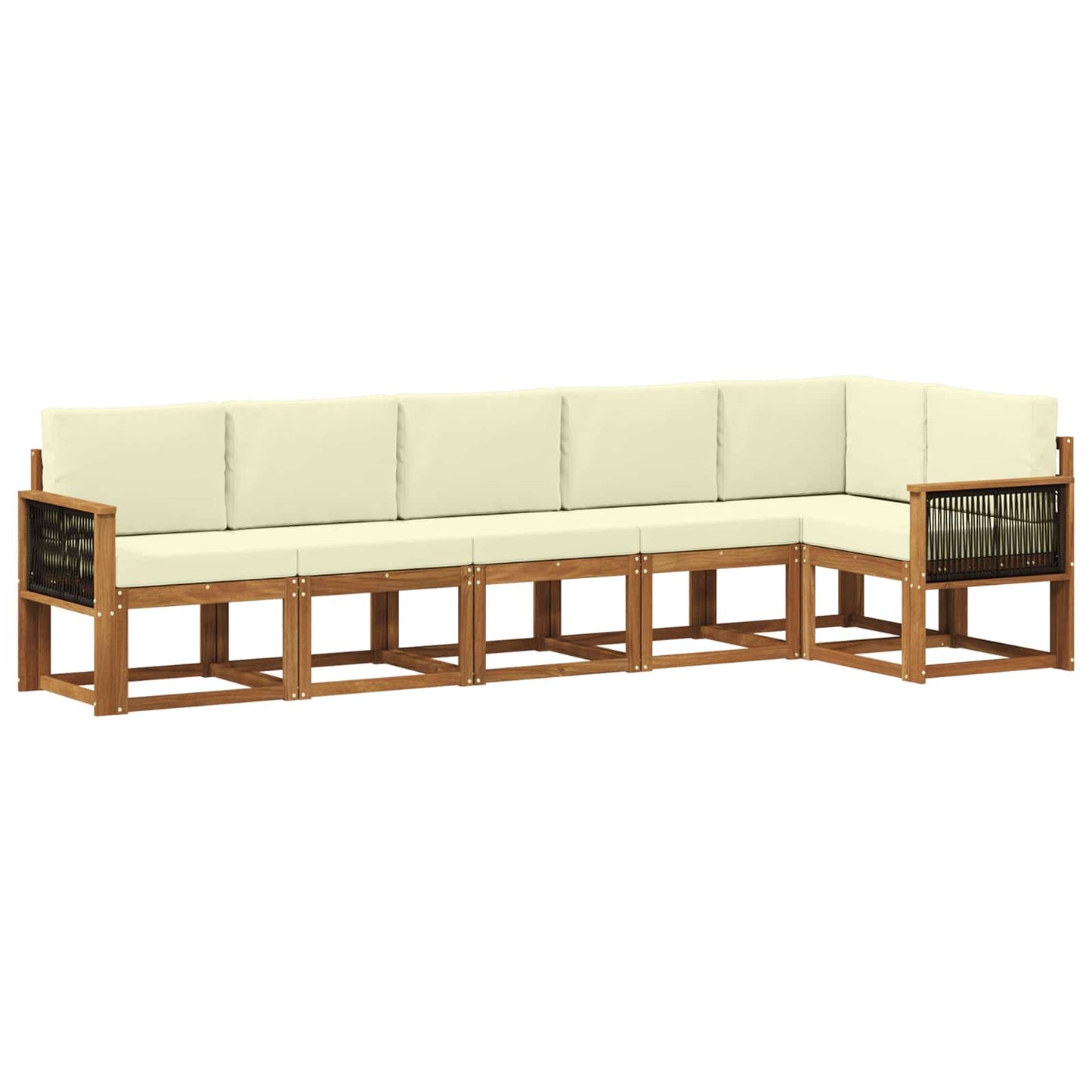 Outdoor-Sofagarnitur mit Kissen 6 pcs Natur und Creme Polyester