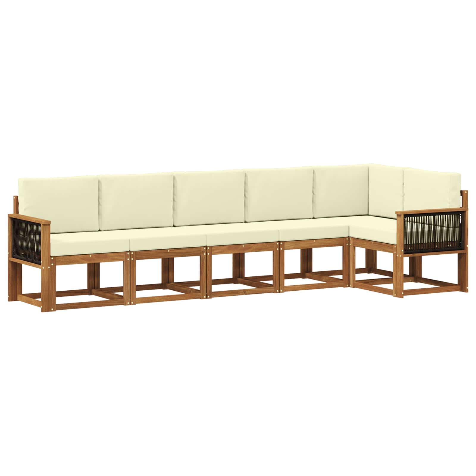 Outdoor-Sofagarnitur mit Kissen 6 pcs Natur und Creme Polyester