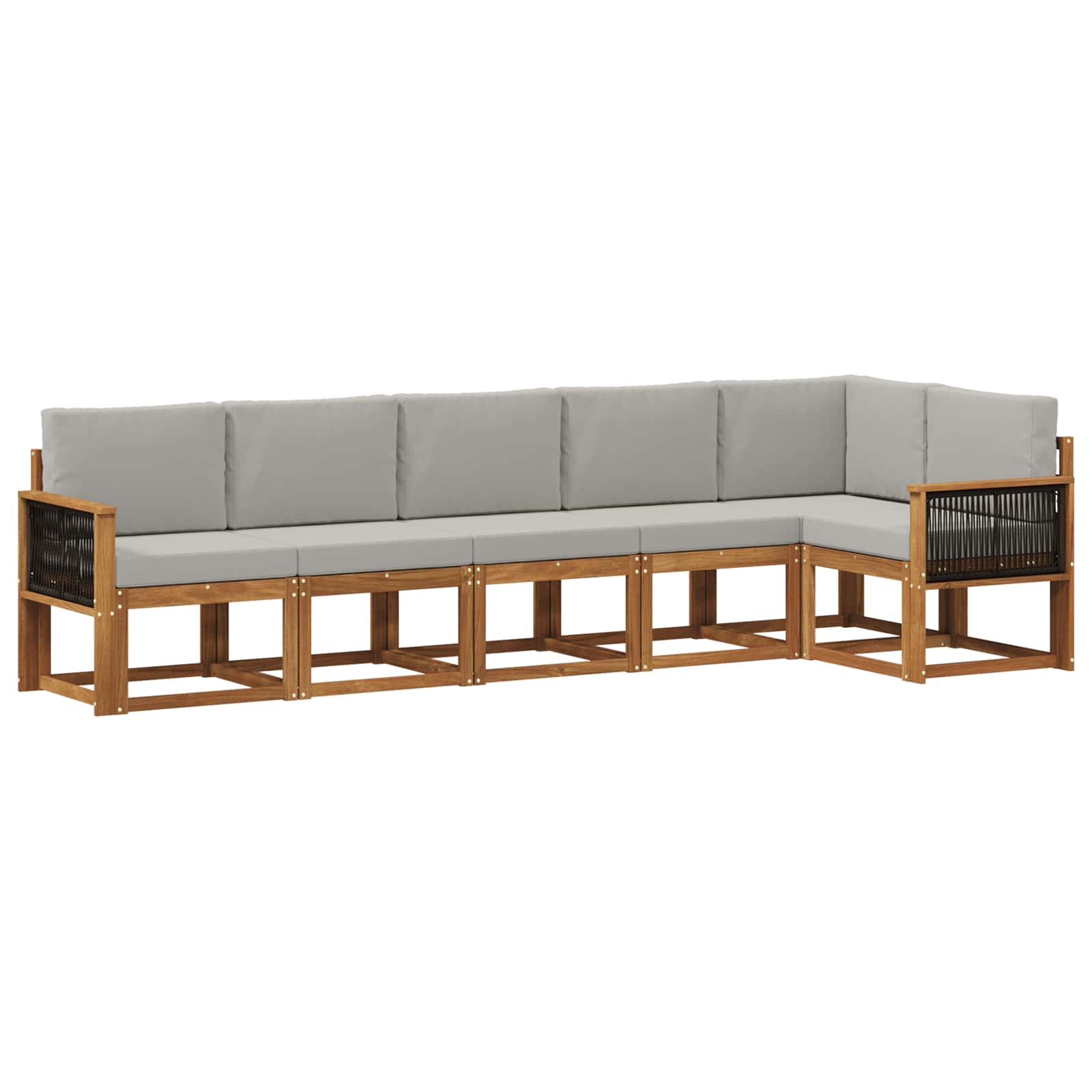 Outdoor-Sofagarnitur 6 pcs Natürlich und Hellgrau Polyester