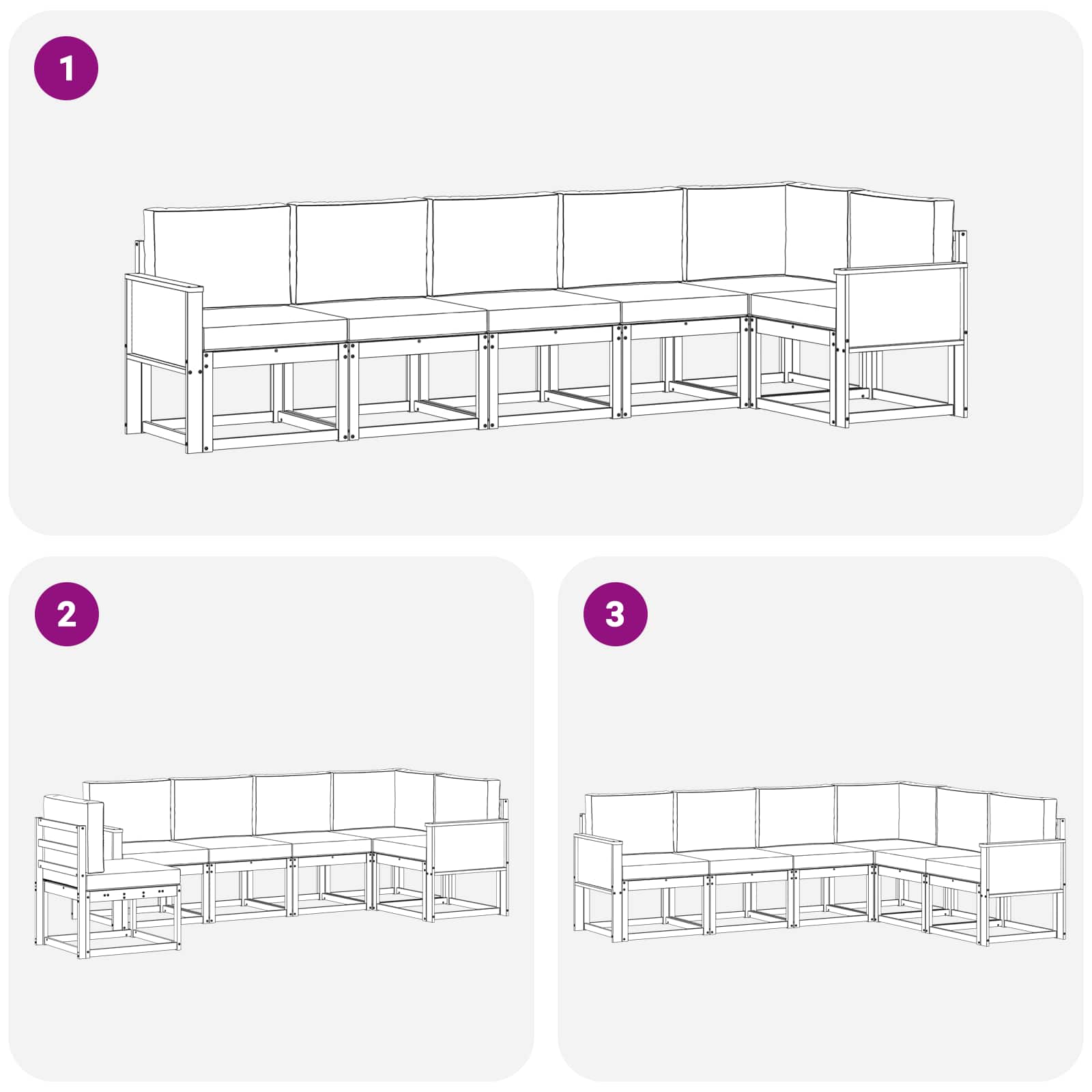 Outdoor-Sofagarnitur 6 pcs Natürlich und Hellgrau Polyester