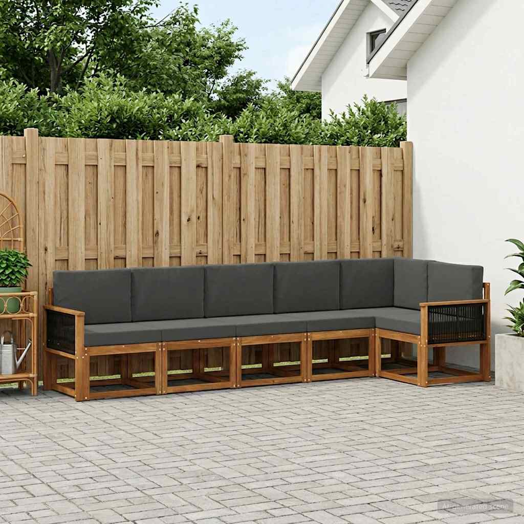 Outdoor-Sofagarnitur 6 pcs Natur und Anthrazit Polyester