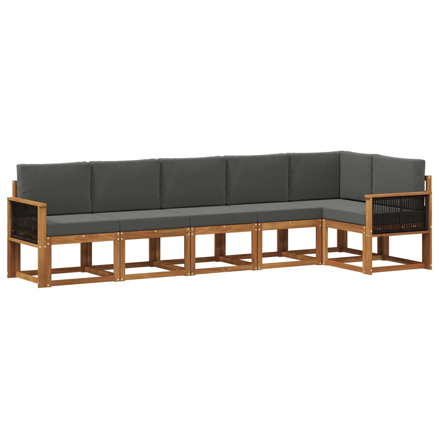 Outdoor-Sofagarnitur 6 pcs Natur und Anthrazit Polyester
