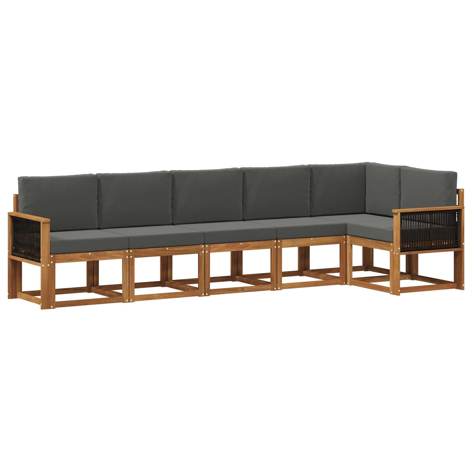 Outdoor-Sofagarnitur 6 pcs Natur und Anthrazit Polyester