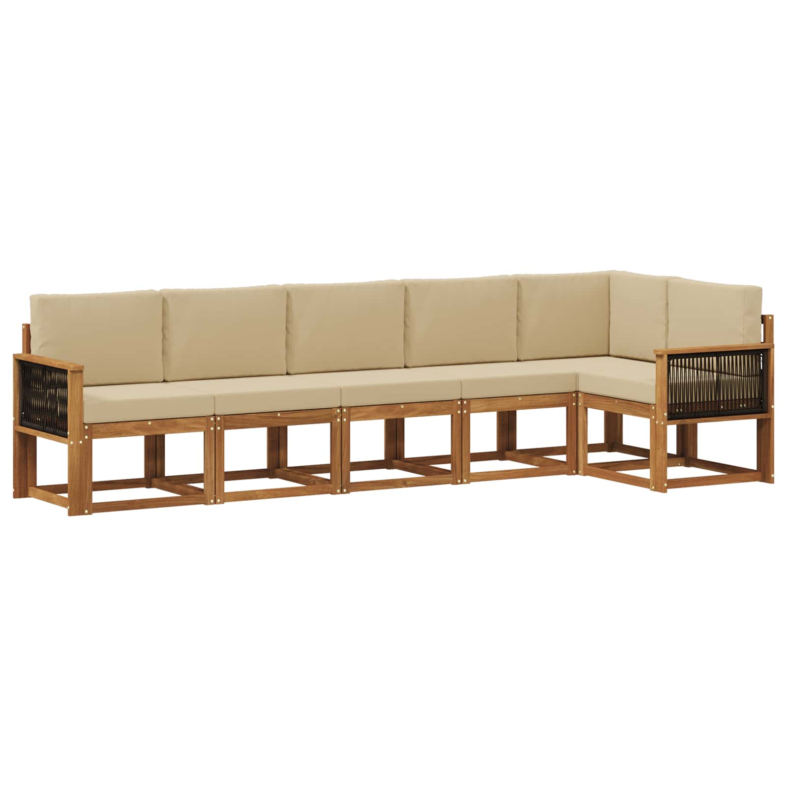 Outdoor-Sofagarnitur mit Kissen 6 pcs Natur und Beige Polyester