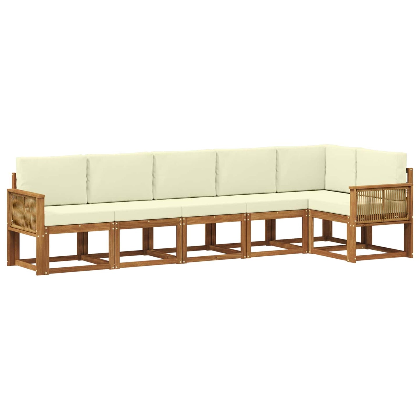 Outdoor-Sofagarnitur mit Kissen 6 pcs Natur und Creme Polyester