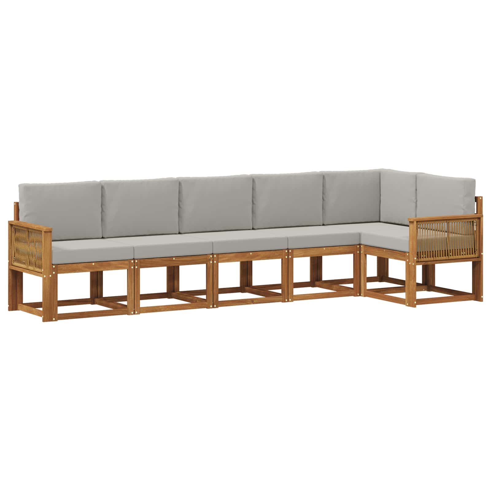 Outdoor-Sofagarnitur 6 pcs Natürlich und Hellgrau Polyester