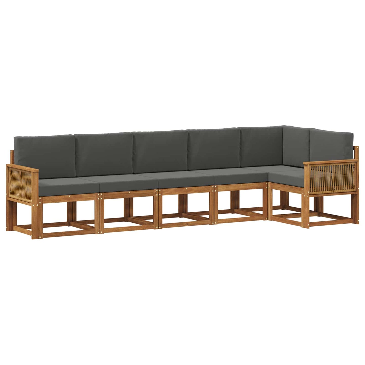 Outdoor-Sofagarnitur 6 pcs Natur und Anthrazit Polyester