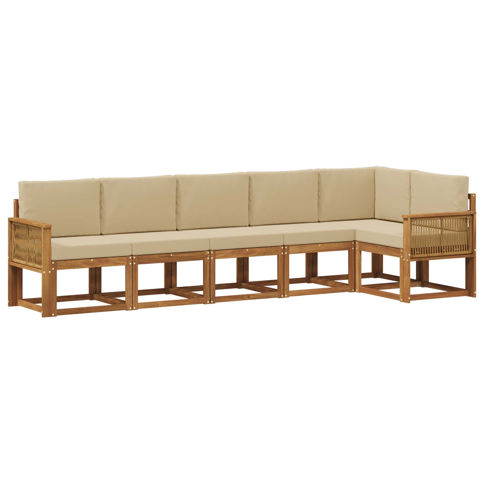 Outdoor-Sofagarnitur mit Kissen 6 pcs Natur und Beige Polyester
