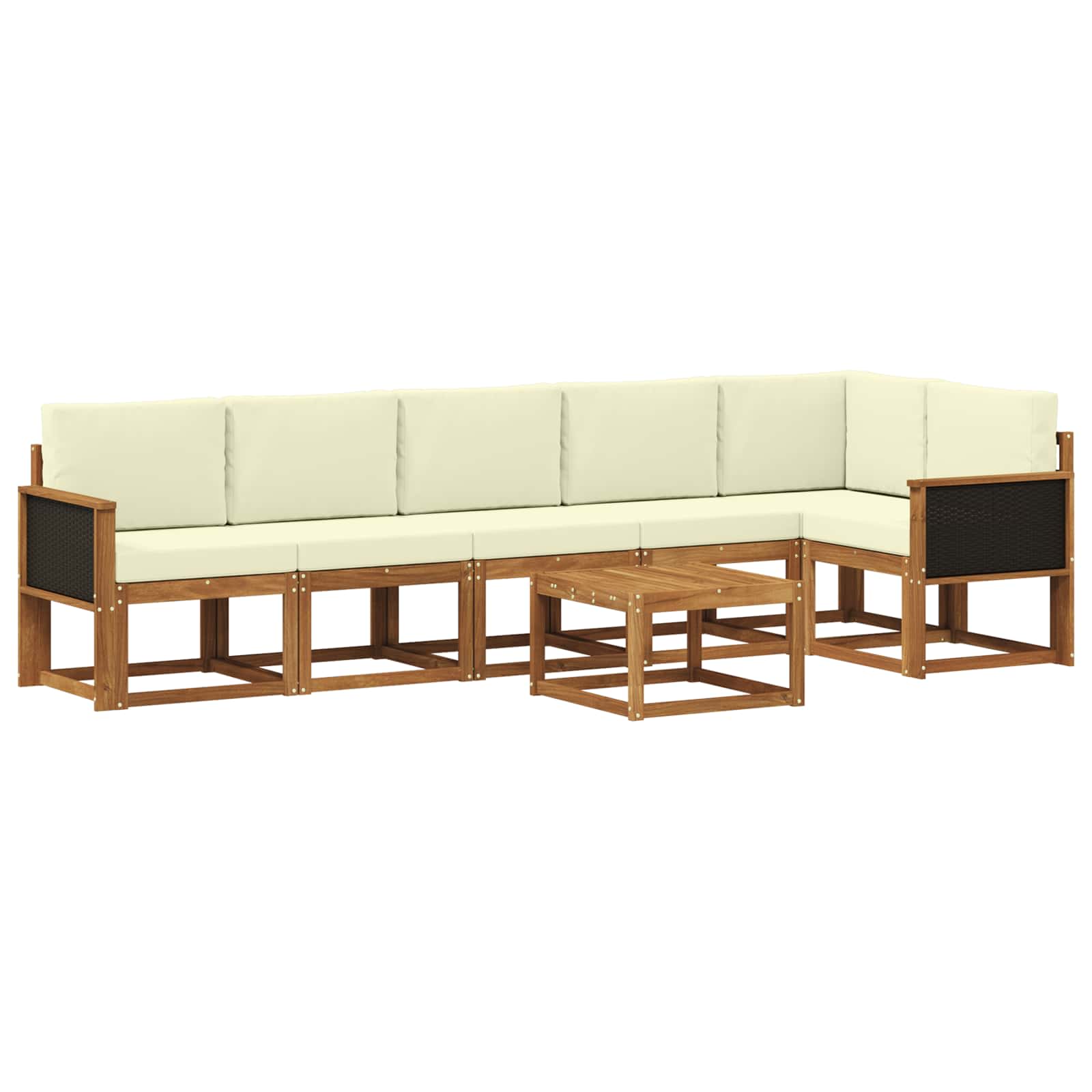 Outdoor-Sofagarnitur 7 stk. Natur und Creme Polyester