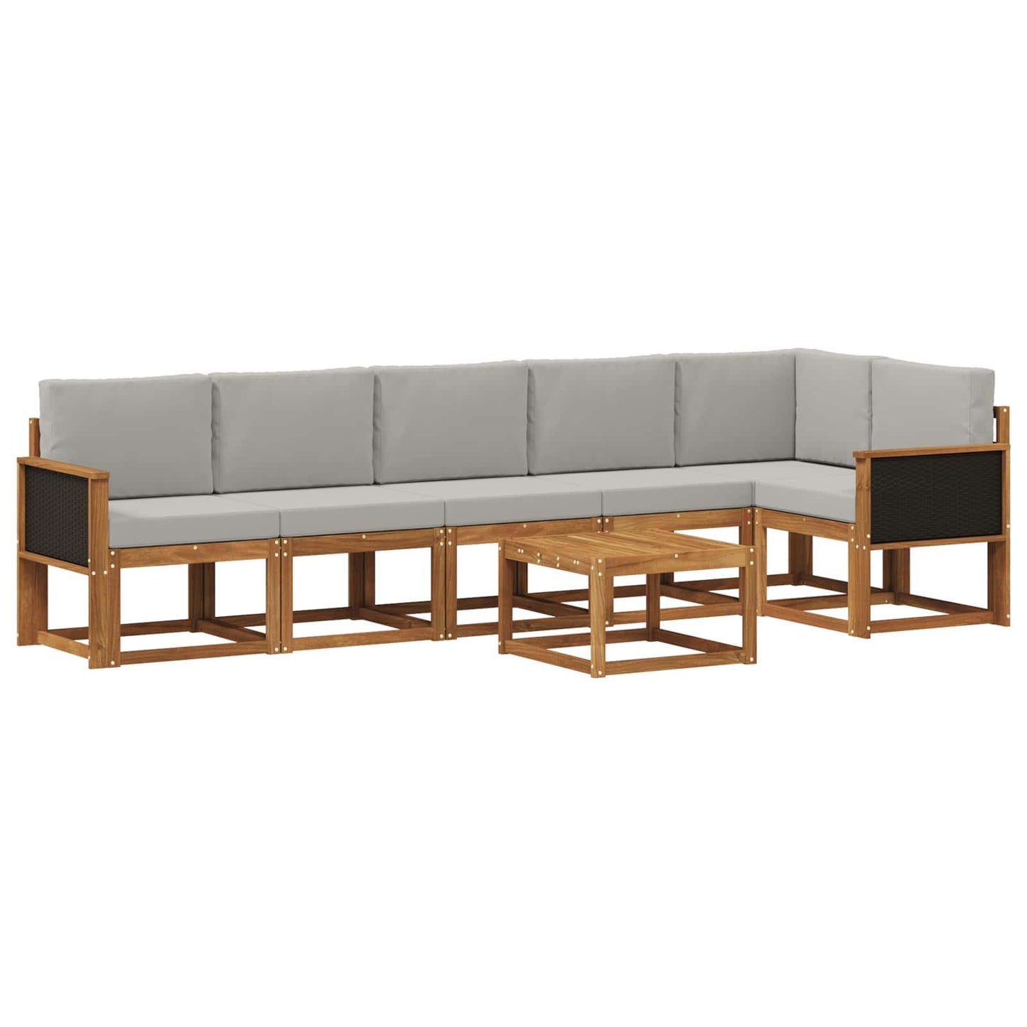 Outdoor-Sofagarnitur 7 pcs Natürlich und Hellgrau Polyester