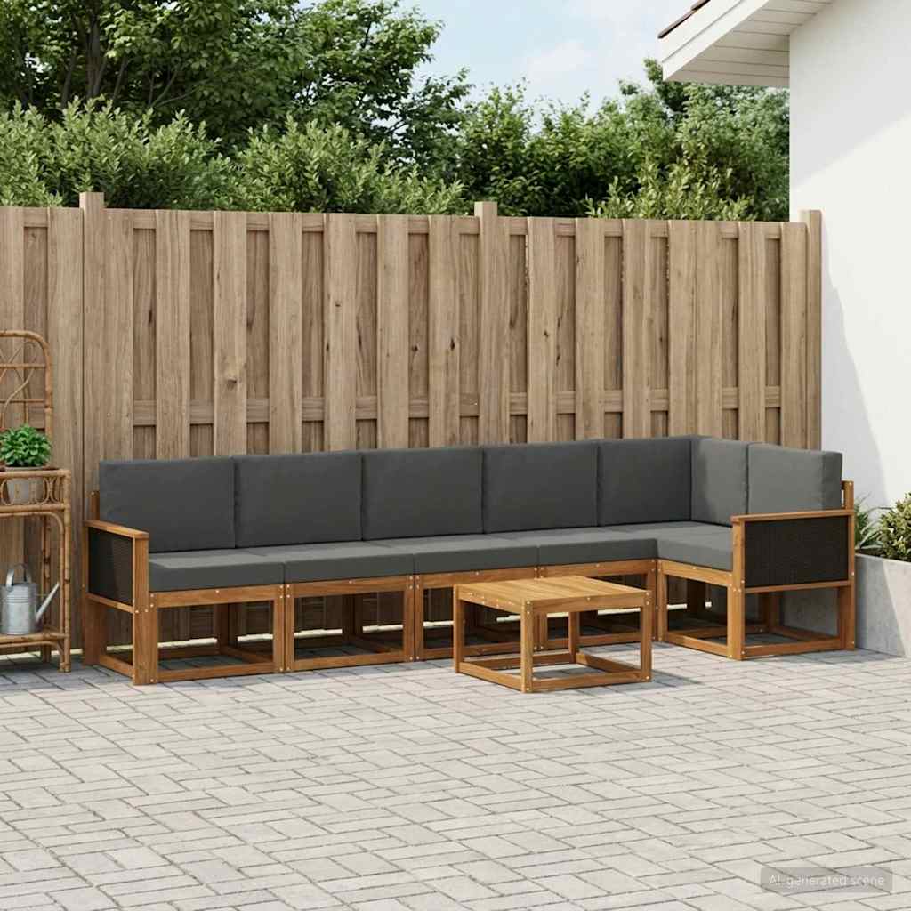 Outdoor-Sofagarnitur 7 pcs Natur und Anthrazit Polyester