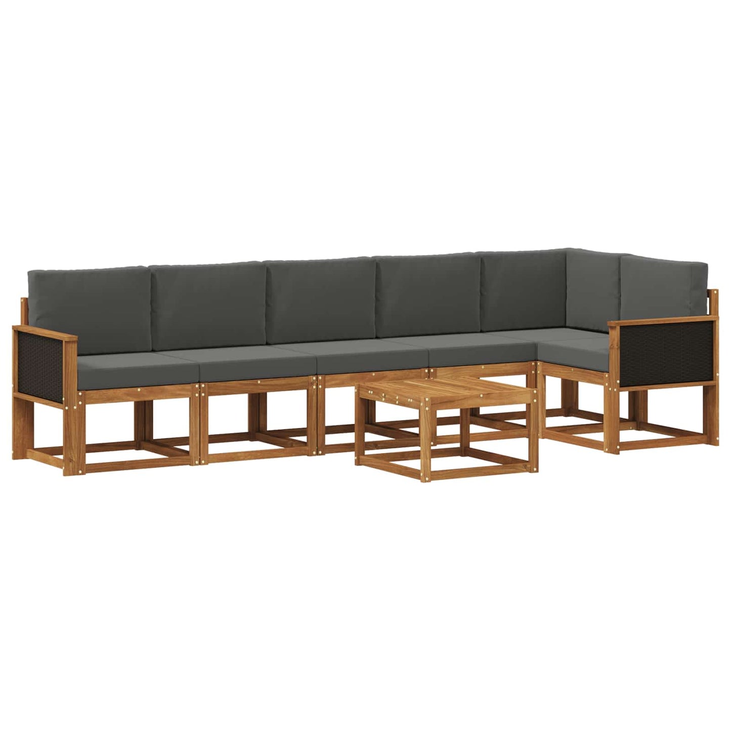 Outdoor-Sofagarnitur 7 pcs Natur und Anthrazit Polyester