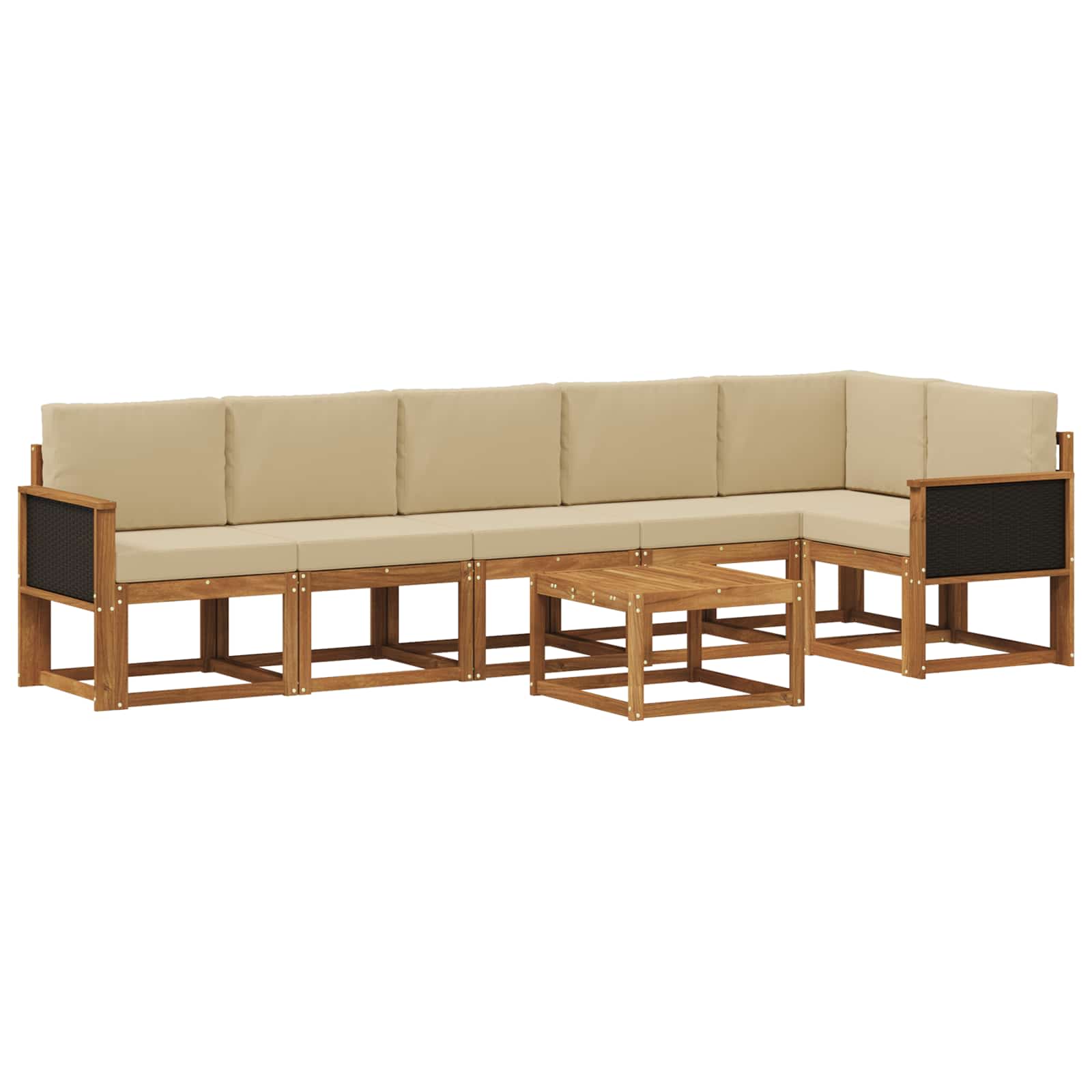 Outdoor-Sofagarnitur mit Kissen 7 pcs Natur und Beige Polyester
