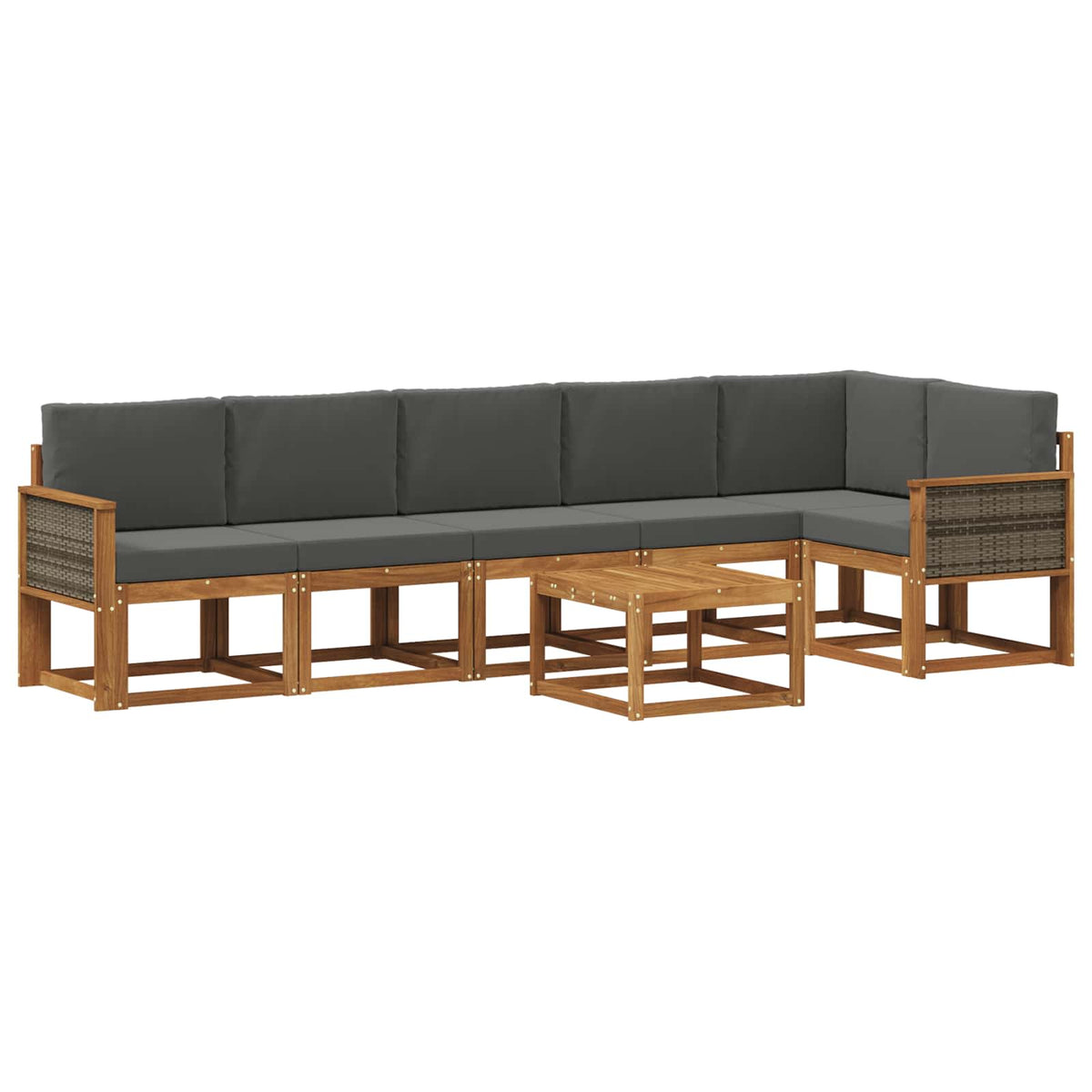 Outdoor-Sofagarnitur 7 stk. Natur und Anthrazit Polyester
