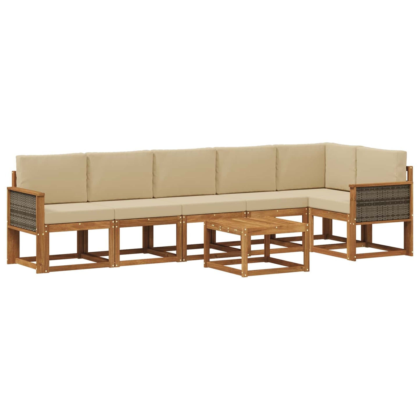 Outdoor-Sofagarnitur mit Kissen 7 pcs Natur und Beige Polyester