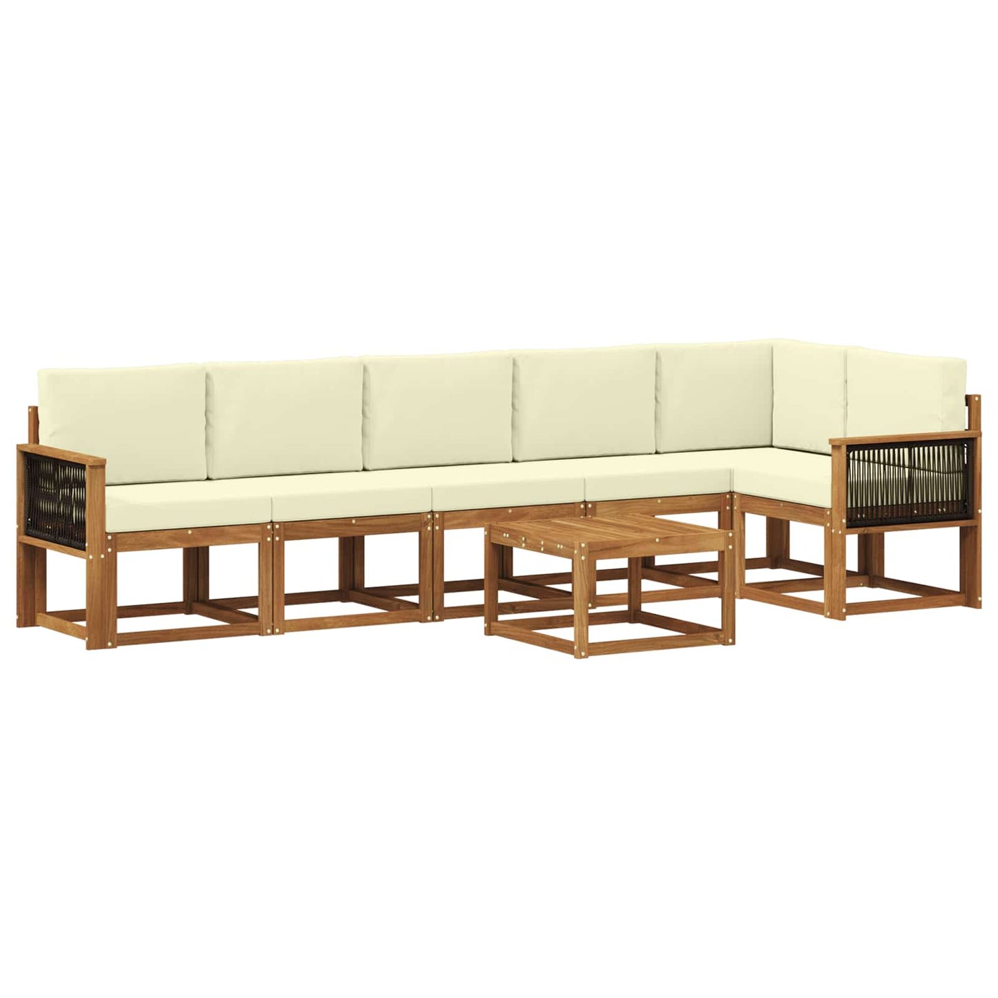 Outdoor-Sofagarnitur 7 stk. Natur und Creme Polyester