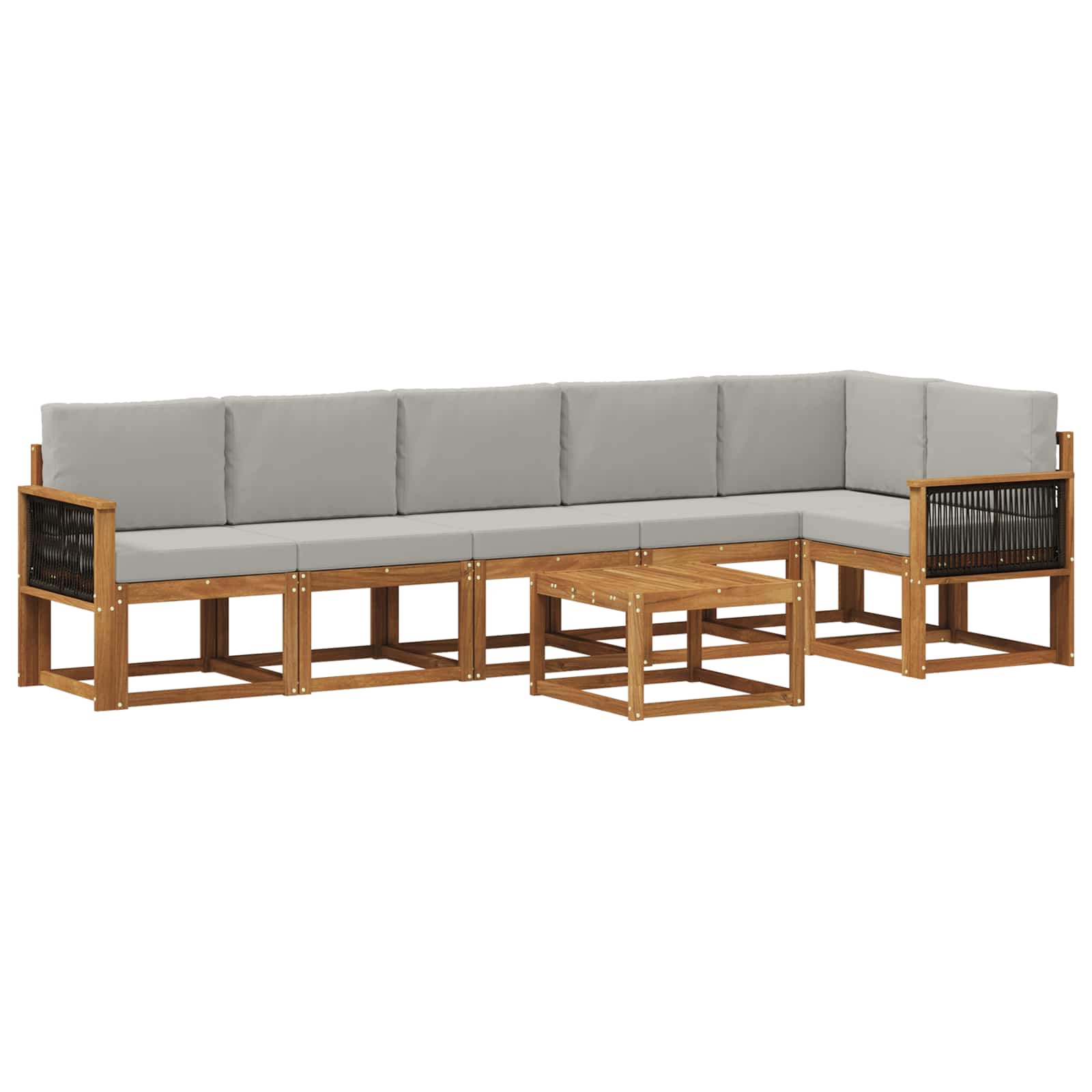 Outdoor-Sofagarnitur 7 pcs Natürlich und Hellgrau Polyester