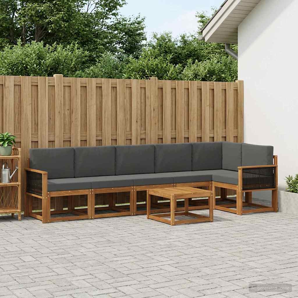 Outdoor-Sofagarnitur 7 stk. Natur und Anthrazit Polyester