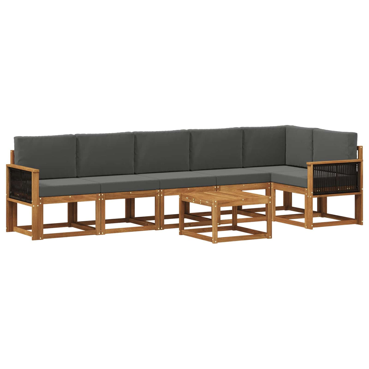 Outdoor-Sofagarnitur 7 stk. Natur und Anthrazit Polyester