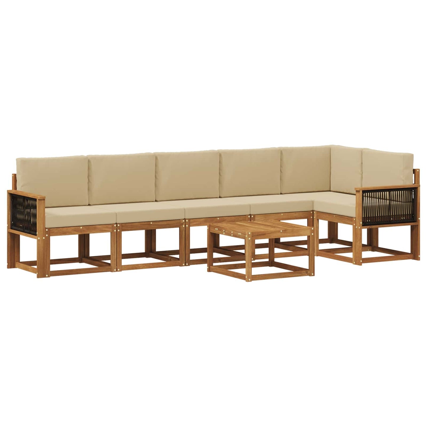 Outdoor-Sofagarnitur mit Kissen 7 pcs Natur und Beige Polyester