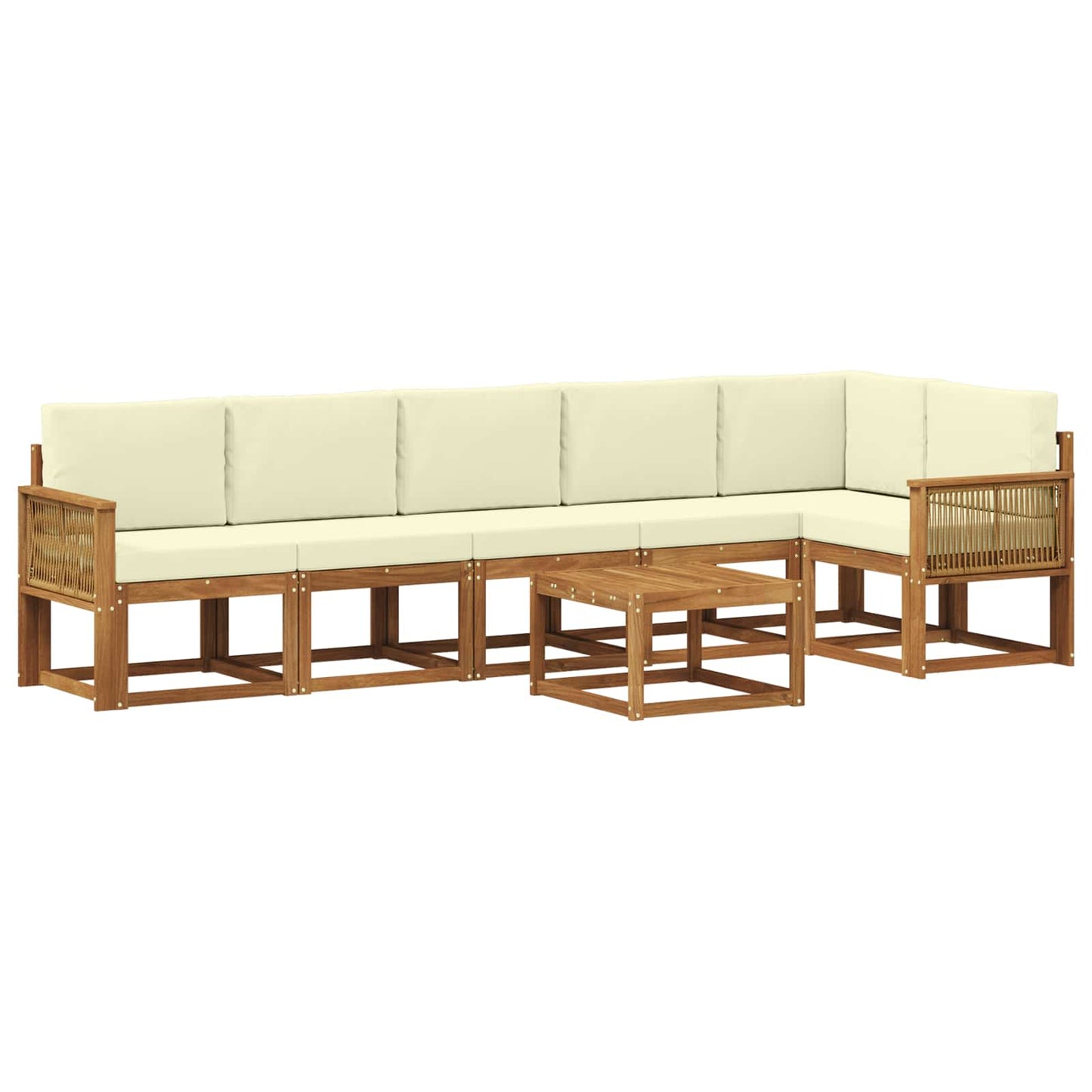 Outdoor-Sofagarnitur 7 stk. Natur und Creme Polyester