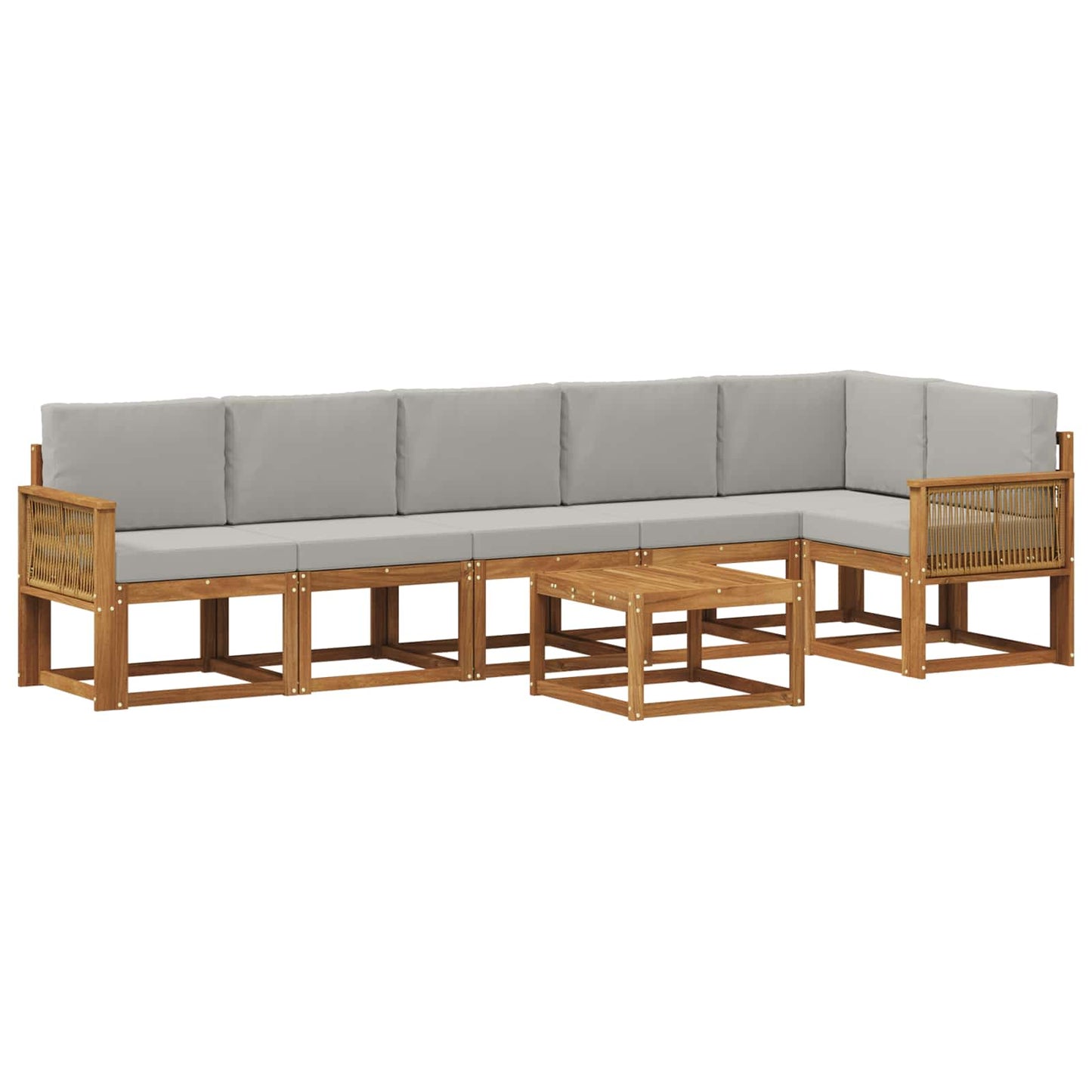 Outdoor-Sofagarnitur 7 pcs Natürlich und Hellgrau Polyester