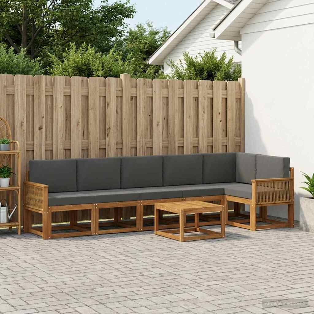 Outdoor-Sofagarnitur 7 pcs Natur und Anthrazit Polyester