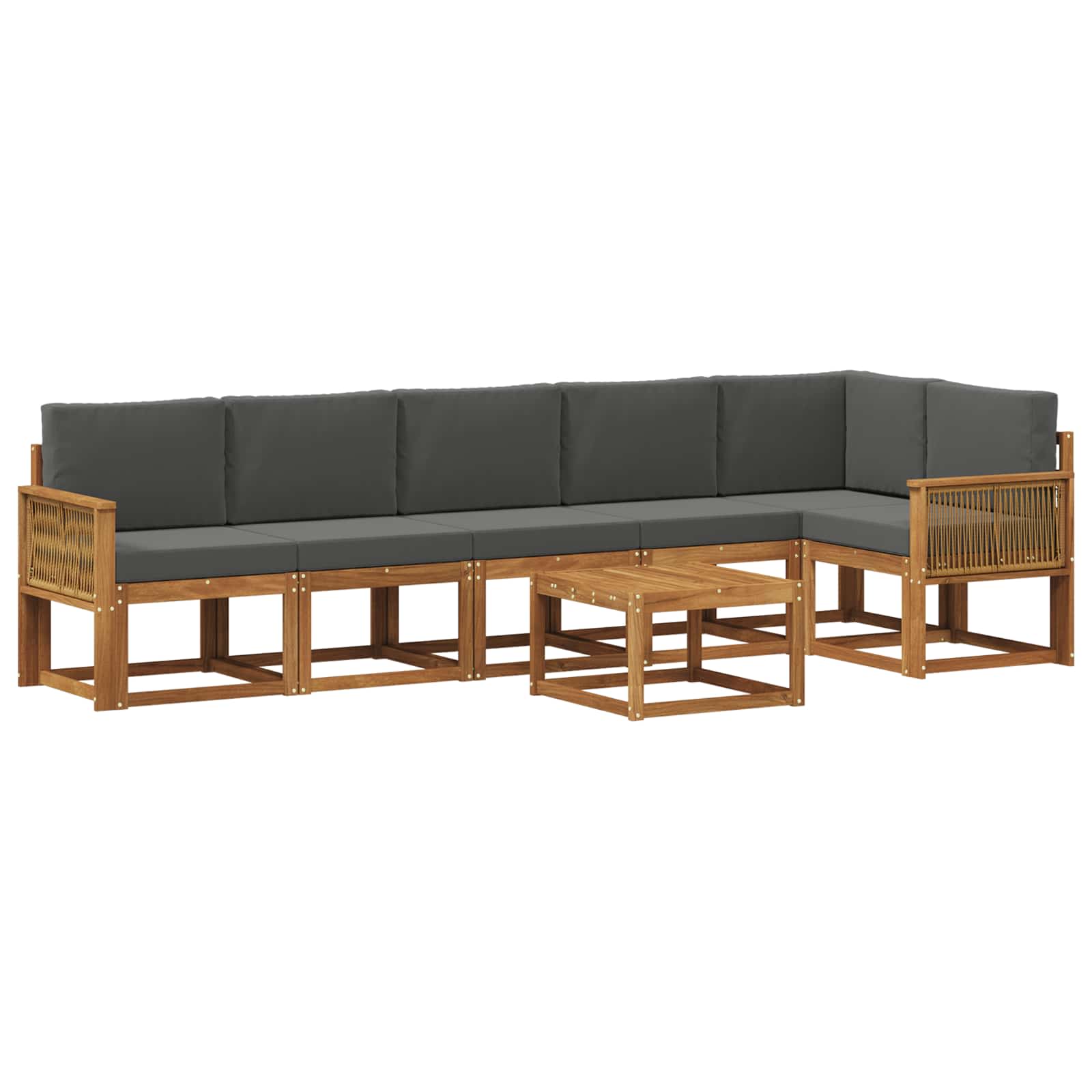 Outdoor-Sofagarnitur 7 pcs Natur und Anthrazit Polyester