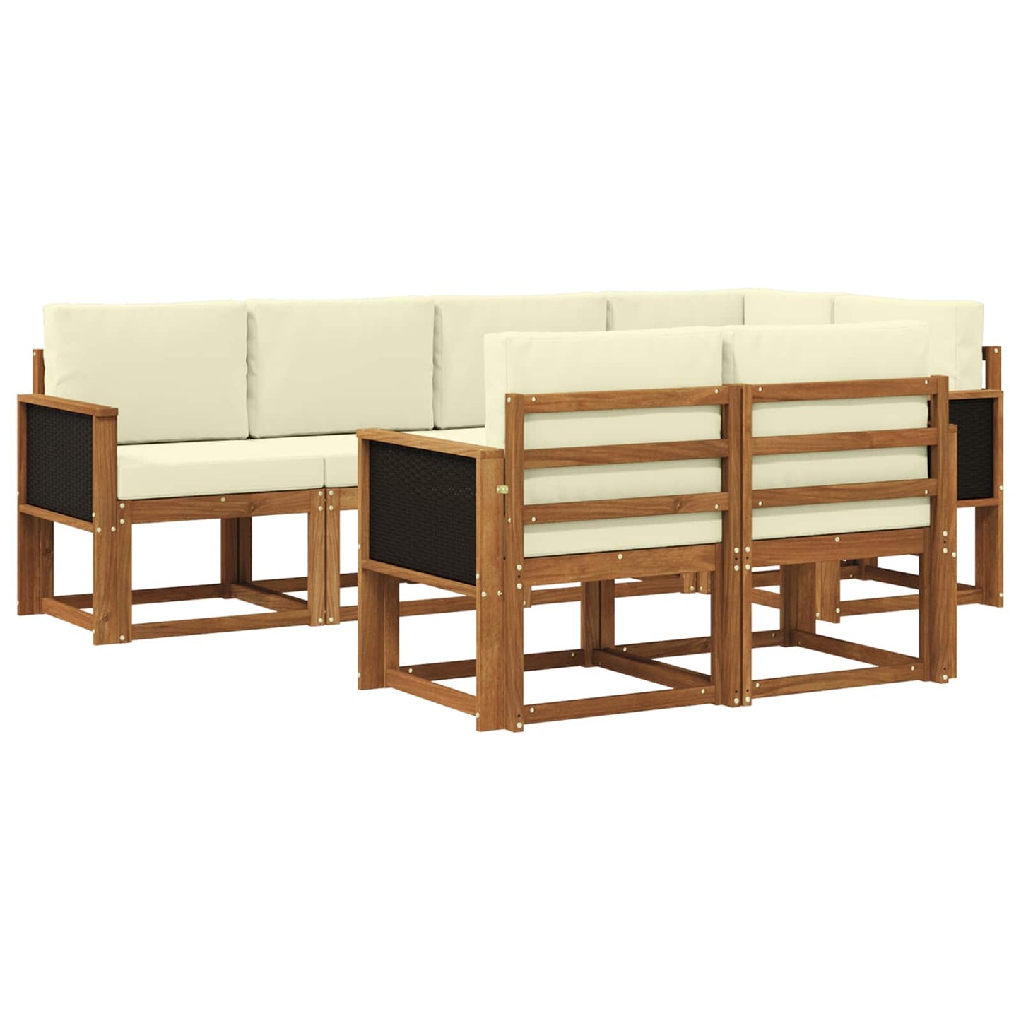 Outdoor-Sofagarnitur 7 stk. Natur und Creme Polyester