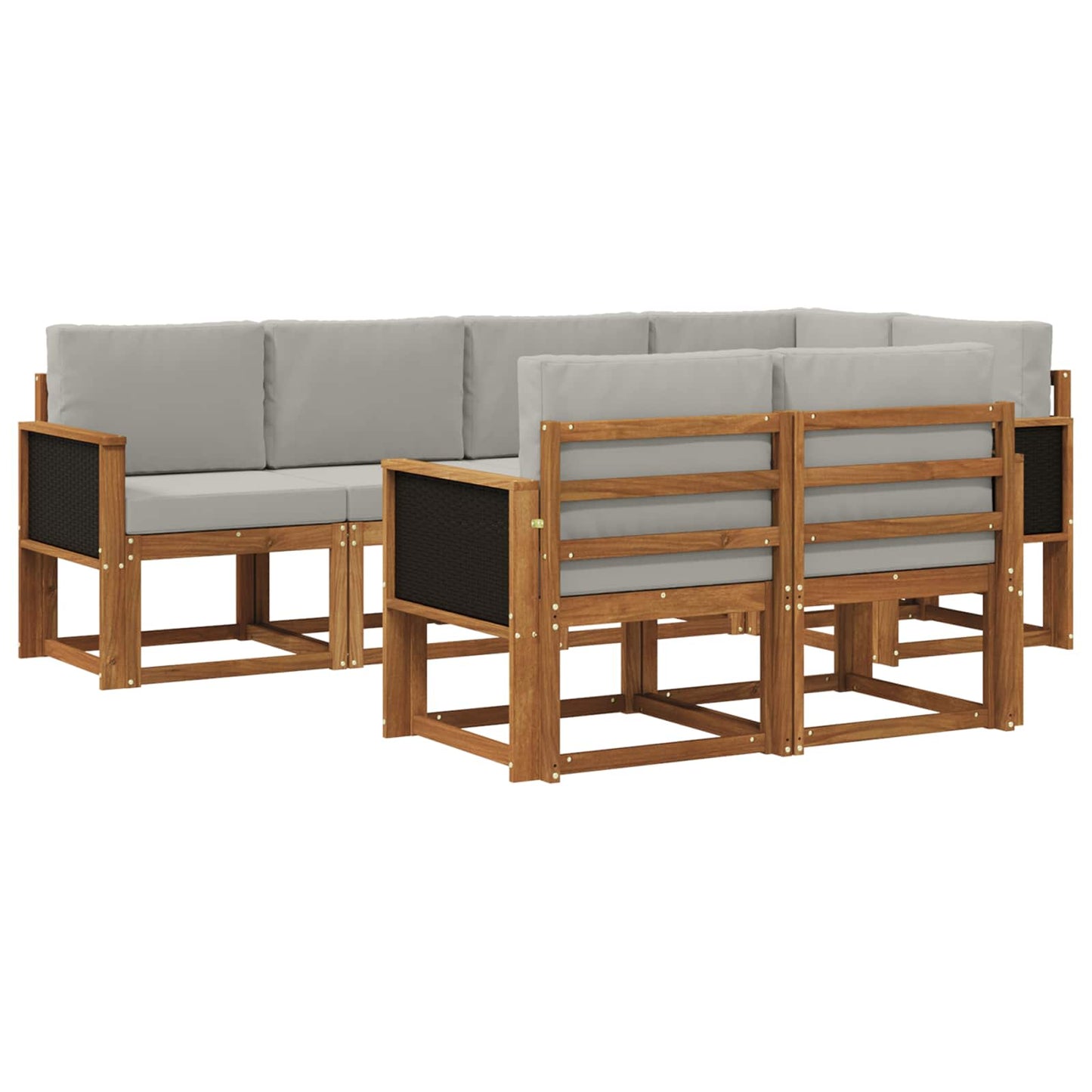 Outdoor-Sofagarnitur 7 pcs Natürlich und Hellgrau Polyester