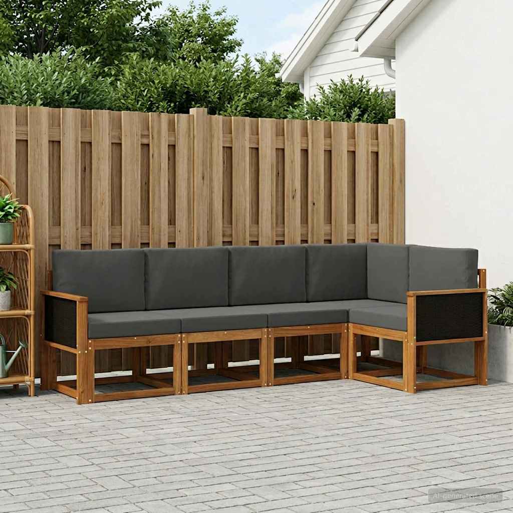 Outdoor-Sofagarnitur 7 pcs Natur und Anthrazit Polyester