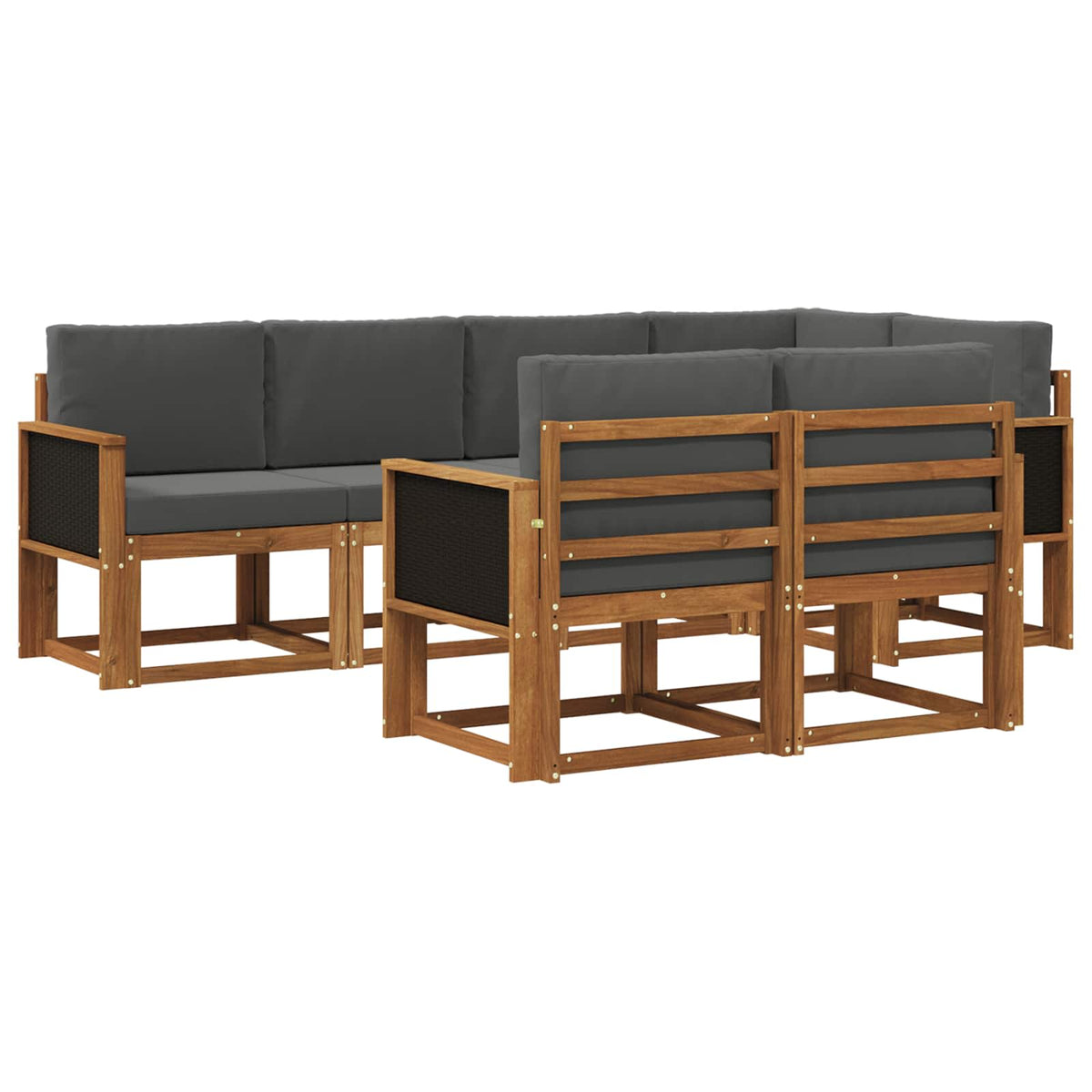 Outdoor-Sofagarnitur 7 stk. Natur und Anthrazit Polyester