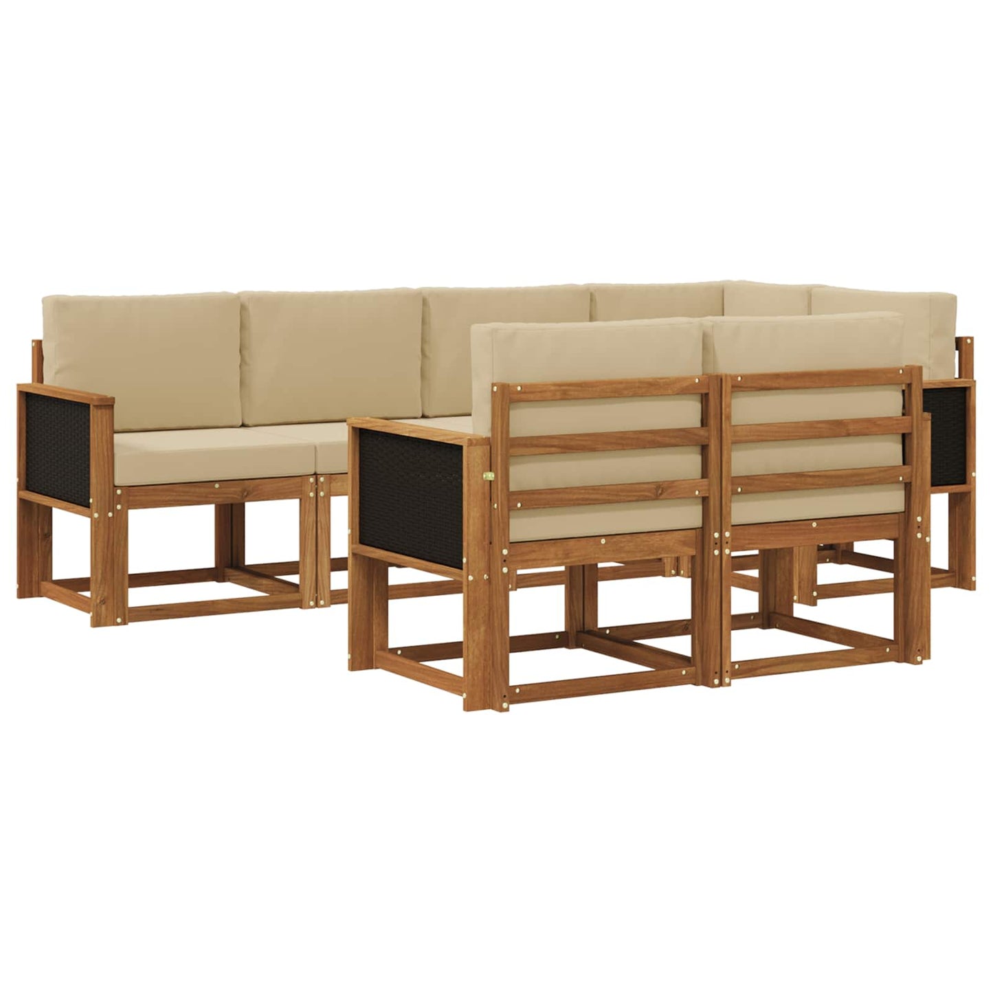 Outdoor-Sofagarnitur mit Kissen 7 pcs Natur und Beige Polyester