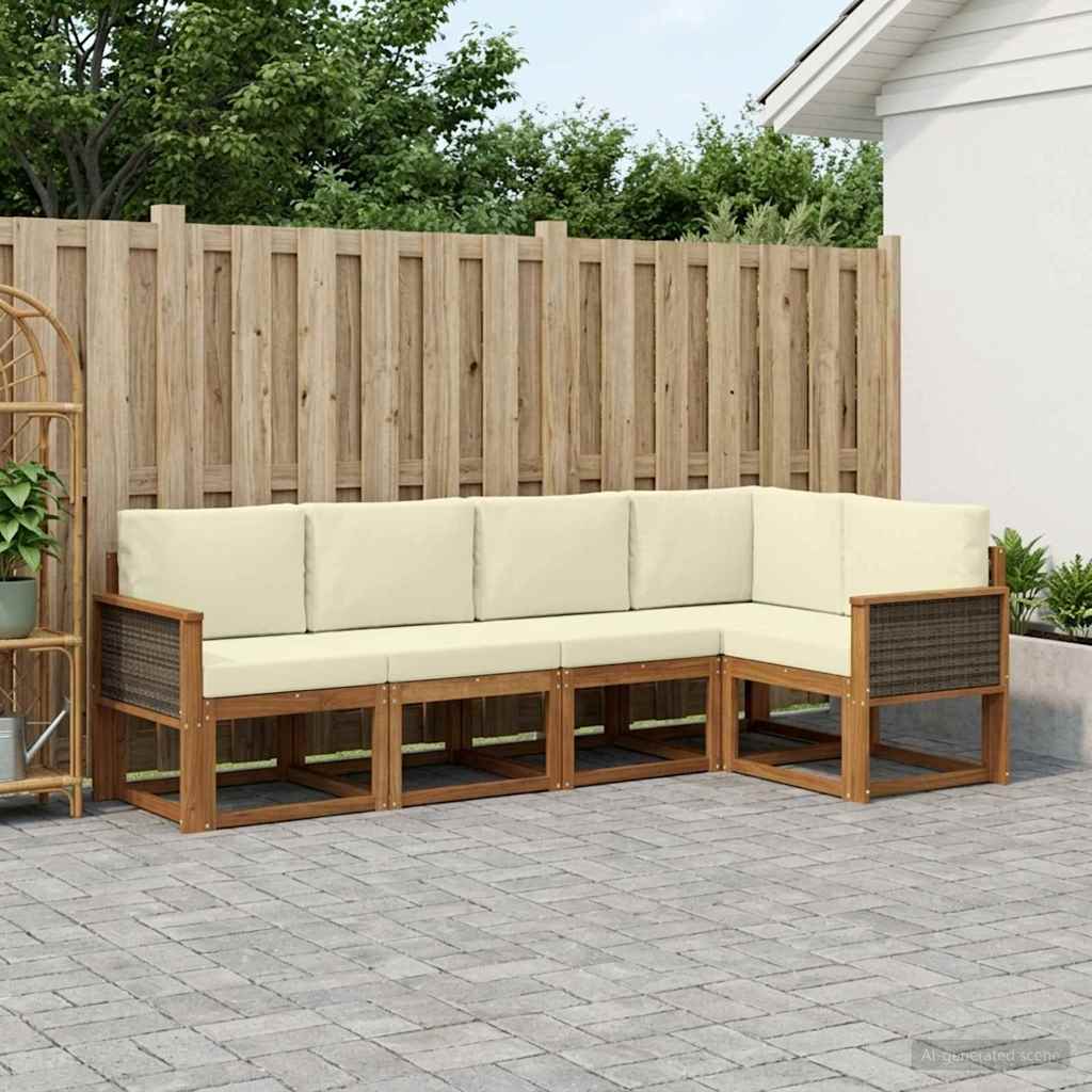 Outdoor-Sofagarnitur 7 stk. Natur und Creme Polyester
