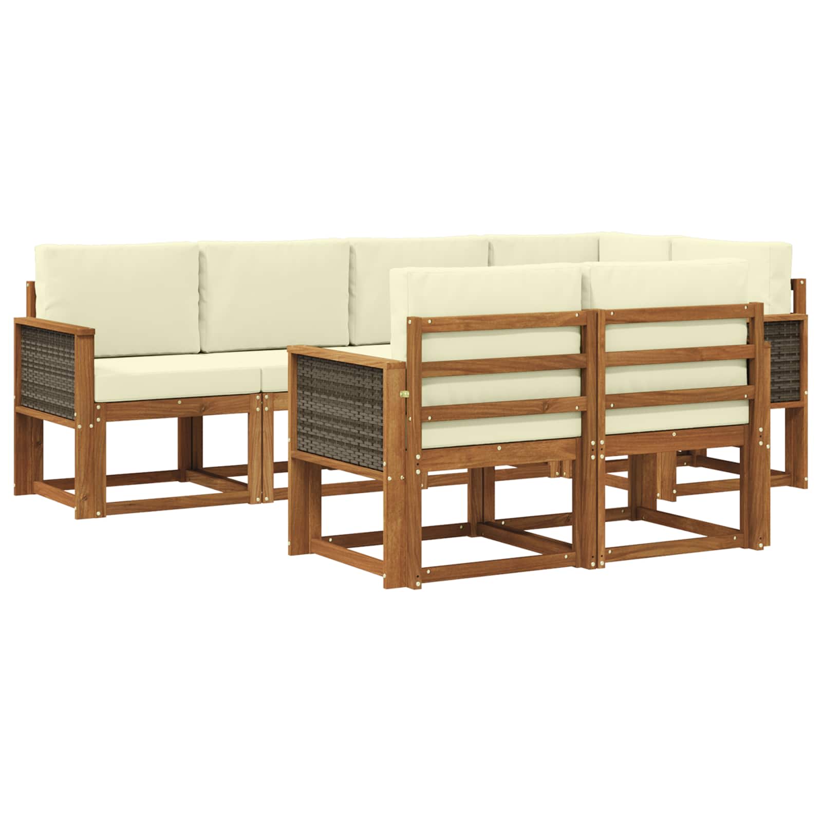 Outdoor-Sofagarnitur 7 stk. Natur und Creme Polyester