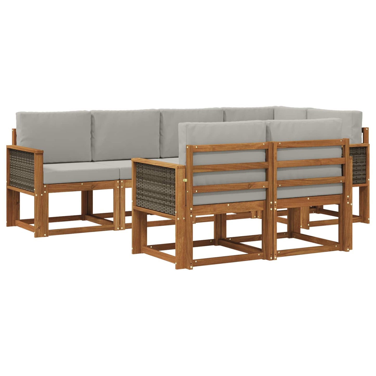 Outdoor-Sofagarnitur 7 pcs Natürlich und Hellgrau Polyester