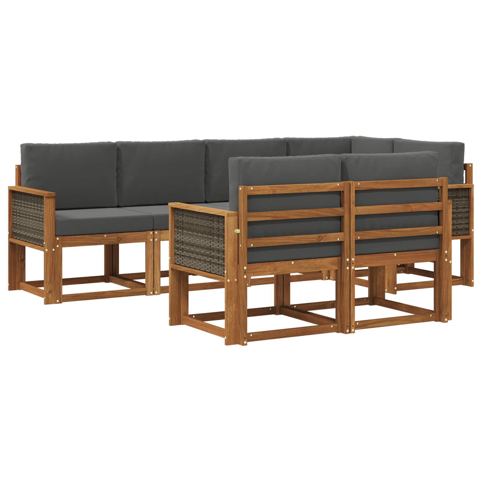 Outdoor-Sofagarnitur 7 pcs Natur und Anthrazit Polyester