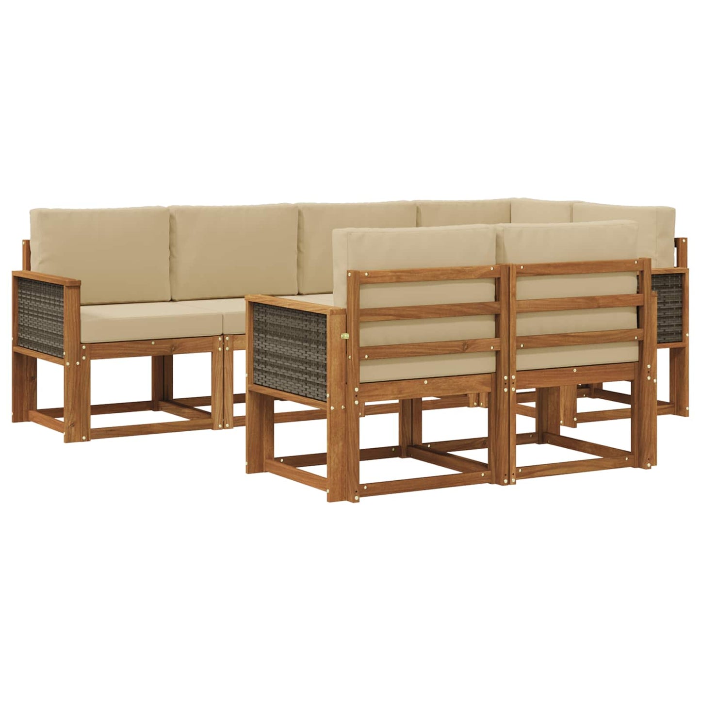 Outdoor-Sofagarnitur mit Kissen 7 pcs Natur und Beige Polyester