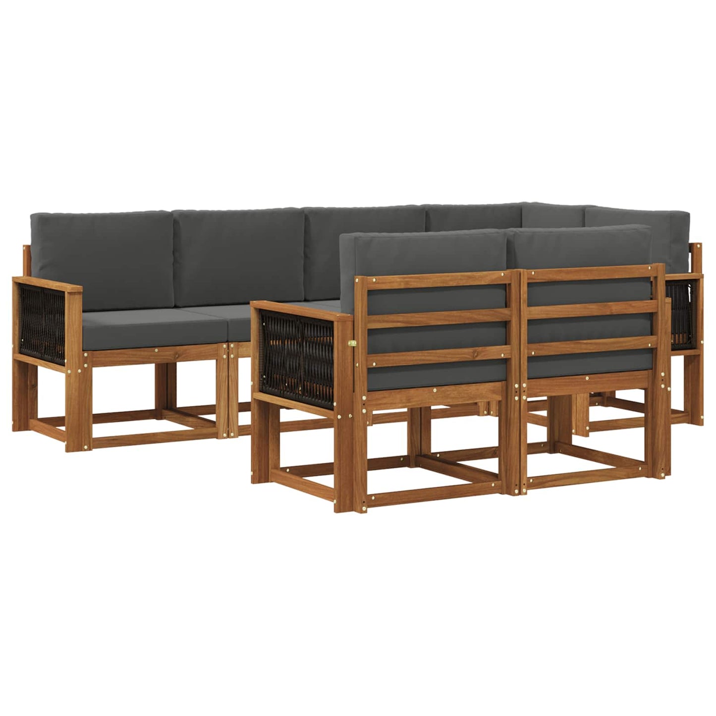 Outdoor-Sofagarnitur 7 pcs Natur und Anthrazit Polyester