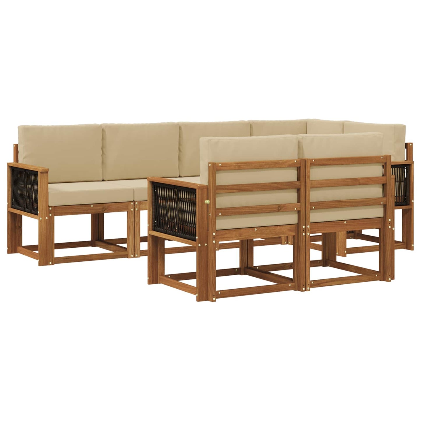 Outdoor-Sofagarnitur 7 stk. Natur und Beige Polyester