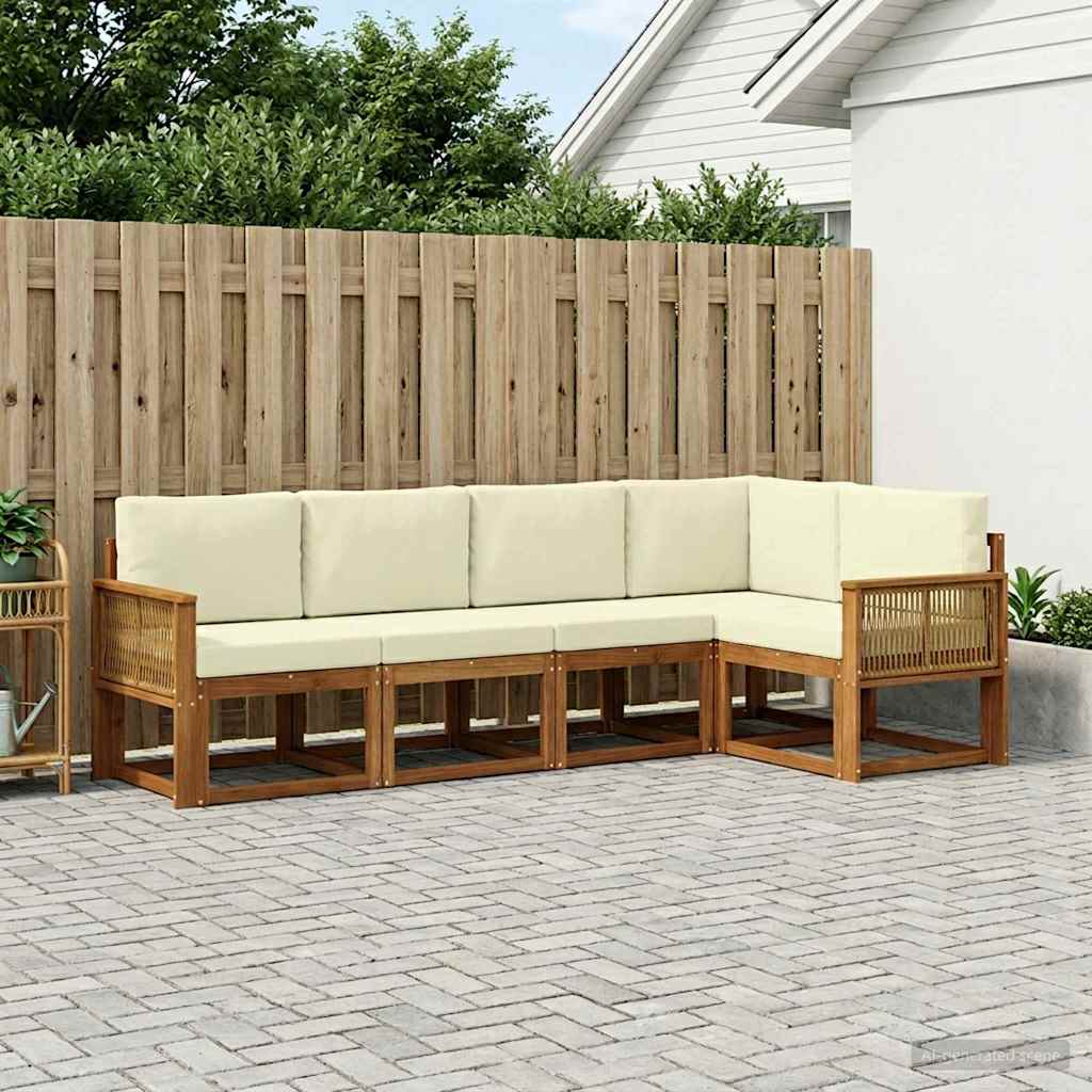 Outdoor-Sofagarnitur 7 stk. Natur und Creme Polyester