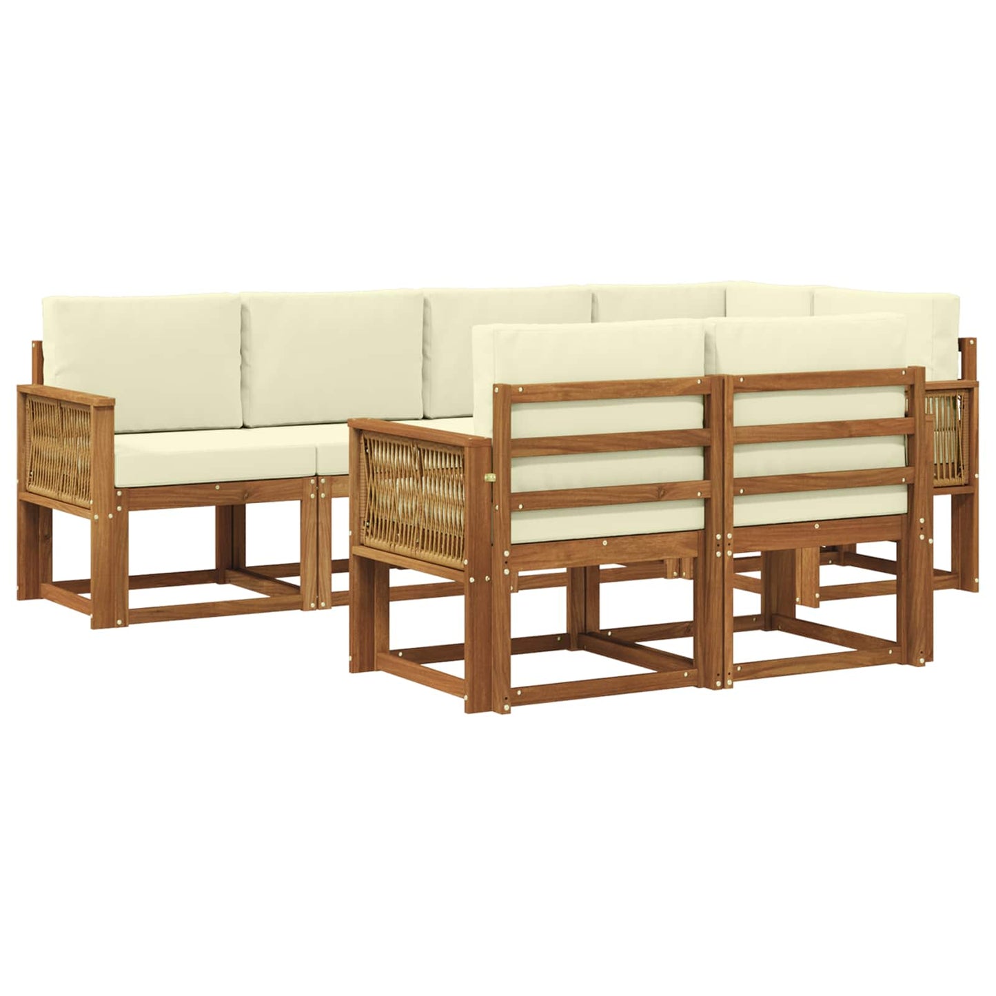 Outdoor-Sofagarnitur 7 stk. Natur und Creme Polyester