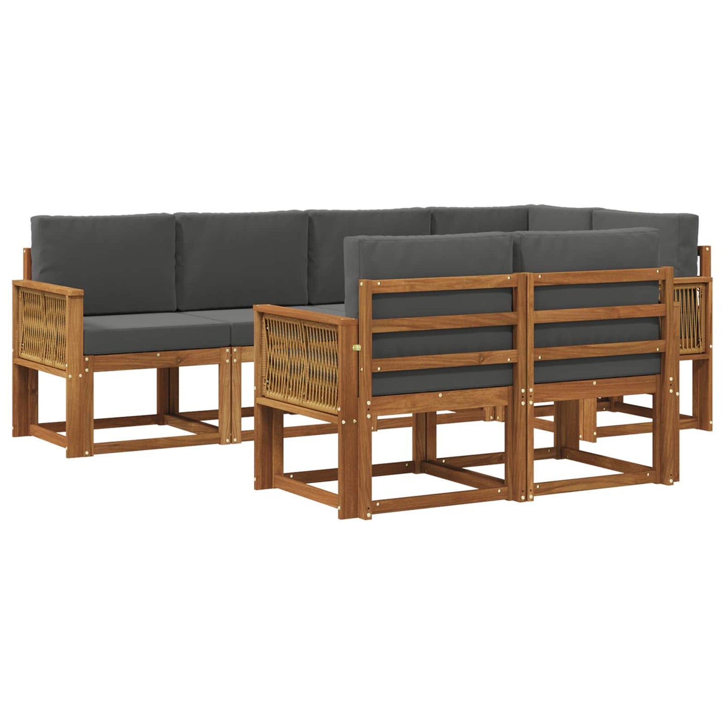 Outdoor-Sofagarnitur 7 pcs Natur und Anthrazit Polyester