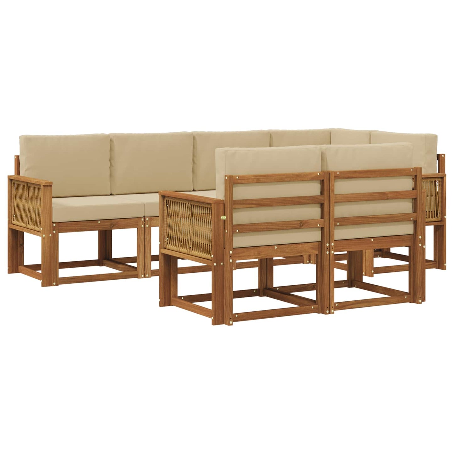 Outdoor-Sofagarnitur 7 stk. Natur und Beige Polyester