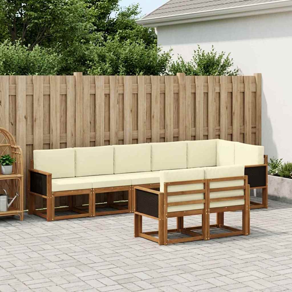Outdoor-Sofagarnitur 8 stk. Natur und Creme Polyester
