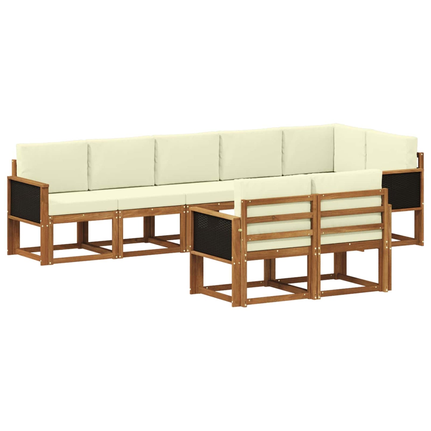 Outdoor-Sofagarnitur 8 stk. Natur und Creme Polyester