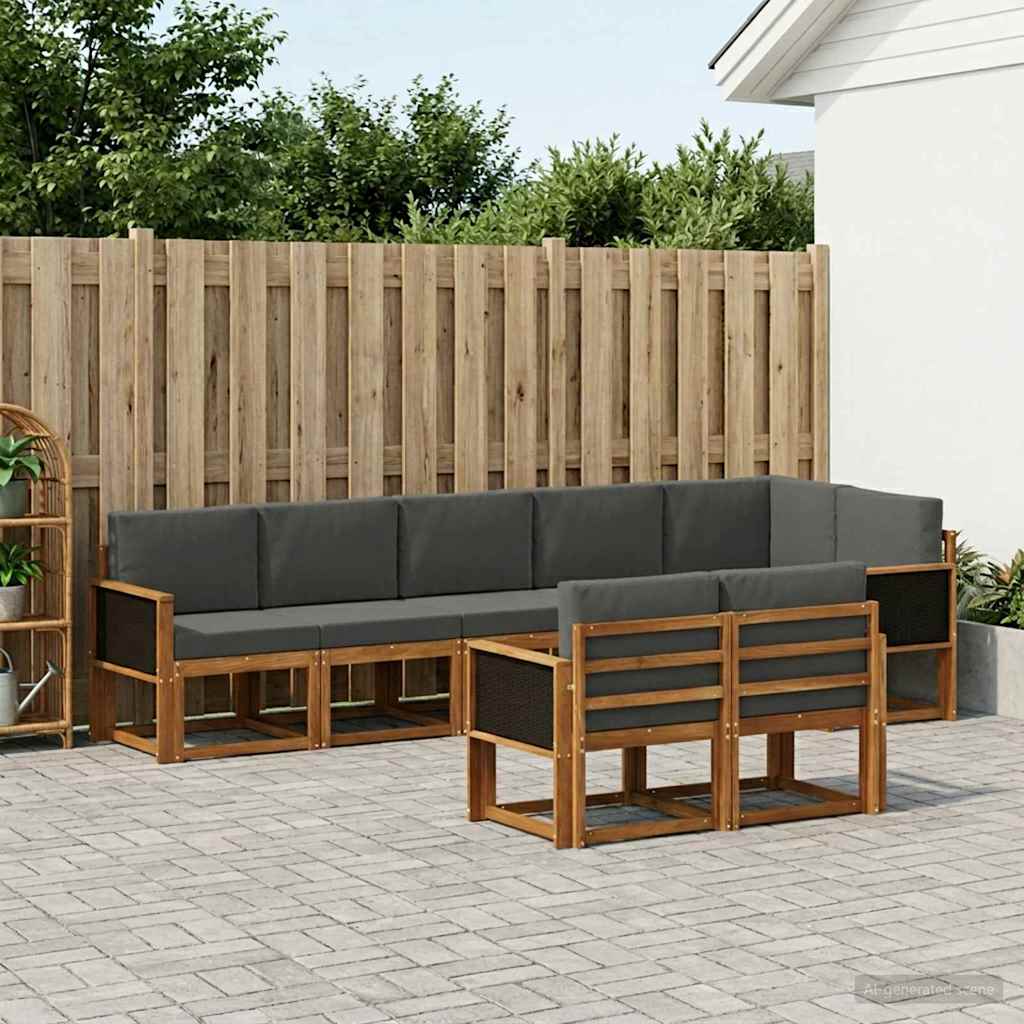 Outdoor-Sofagarnitur 8 stk. Natur und Anthrazit Polyester