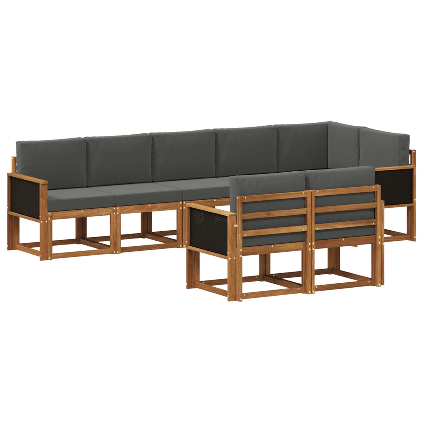 Outdoor-Sofagarnitur 8 stk. Natur und Anthrazit Polyester