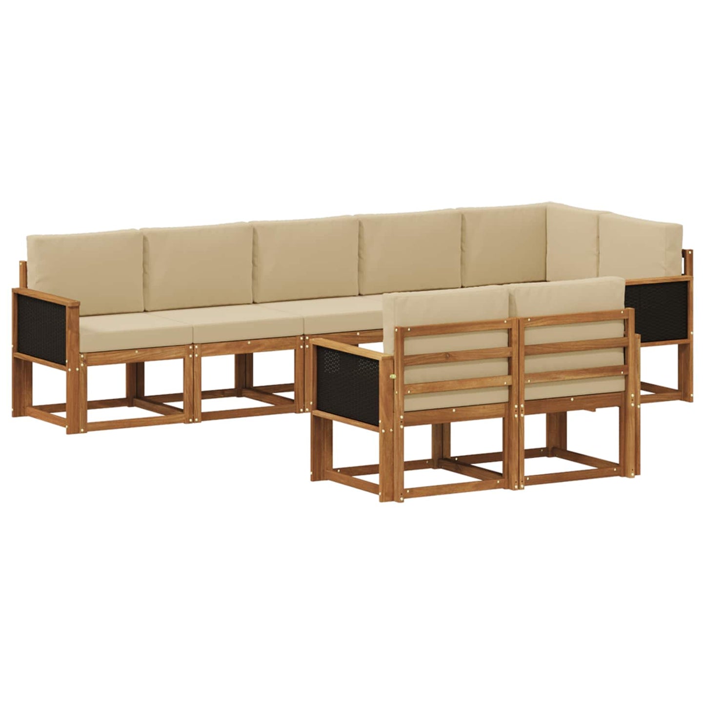 Outdoor-Sofagarnitur mit Kissen 8 pcs Natur und Beige Polyester